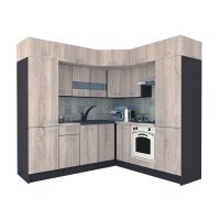 Bucatarie de Colt BIG GENA NEW ST. 210-230, Wenge / Decor 3025